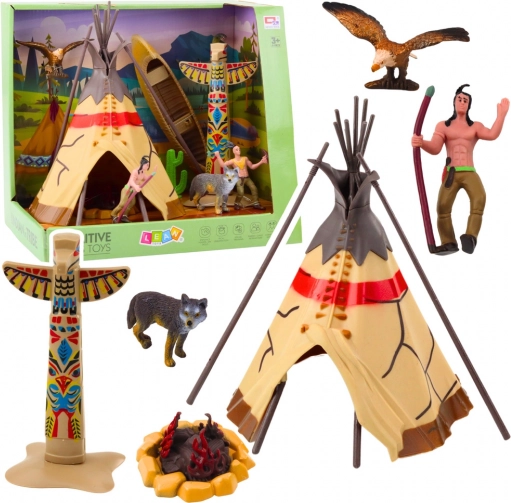 Indiansk sæt med figurer og tipi