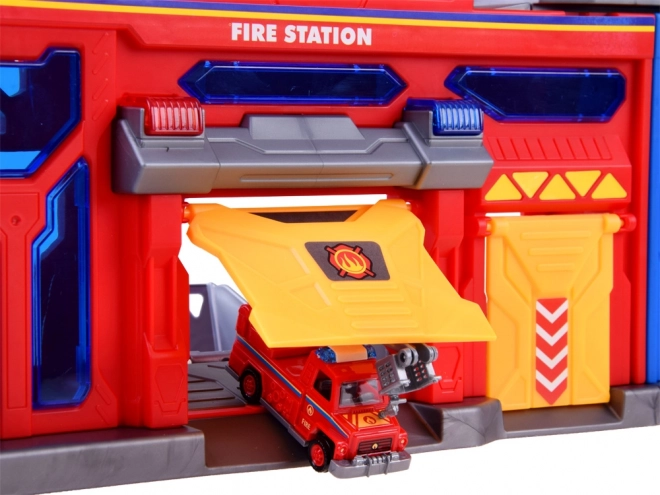 Mega Garage 2i1 Politi og Brandmænd med Elevator