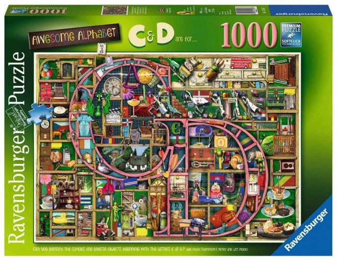 RAVENSBURGER Puzzle Fantastiske Alfabet - Bogstav C og D 1000 brikker
