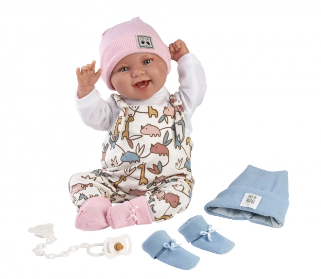 Llorens 84481 NYFØDT 2-i-1 - realistisk babydokke med lyde og blød stofkrop - 44 cm