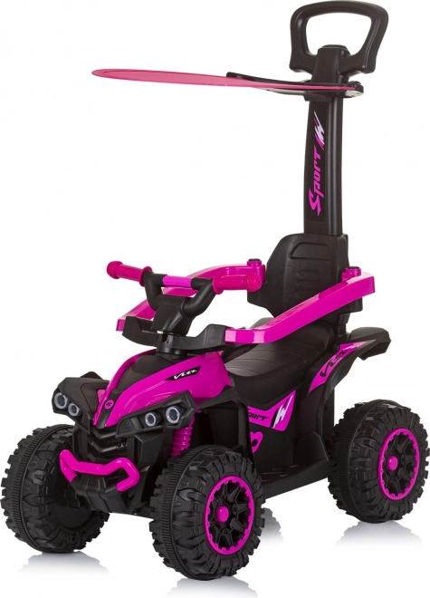 Sparkcykel med tag og styrestang ATV Lyserød