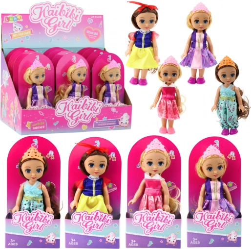 Mini dukke Prinsesse med krone 17 cm