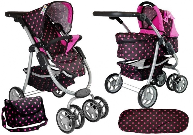 Barnevogn 2 i 1 med taske til barnevogn Sort og Pink