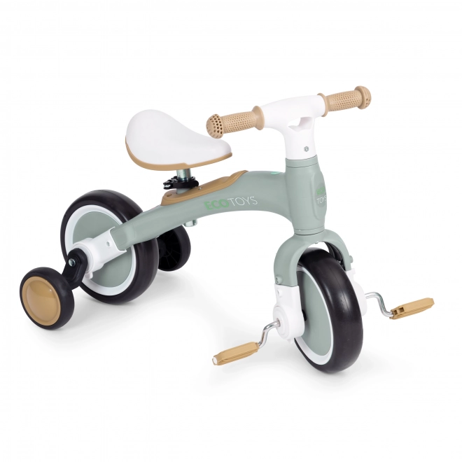 Balanceløbecykel med pedaler - træningshjul 3-i-1 ECOTOYS – Grøn
