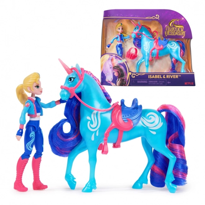 Unicorn akademi figurer 11 cm Isabel og flod