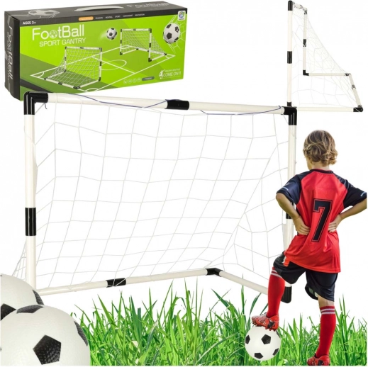 Sæt med 2 børnefodboldmål 95 × 70 × 50 cm med bolde og pumpe