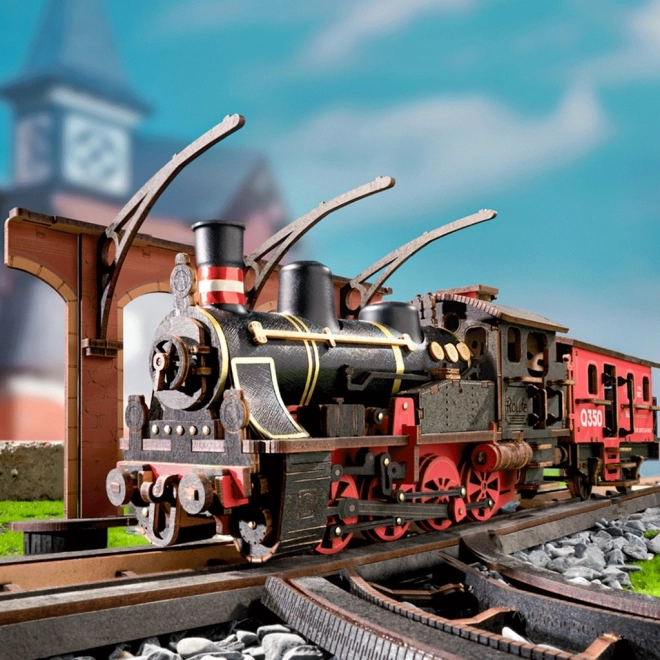 3D Træ-Puslespil Vintage Damplokomotiv