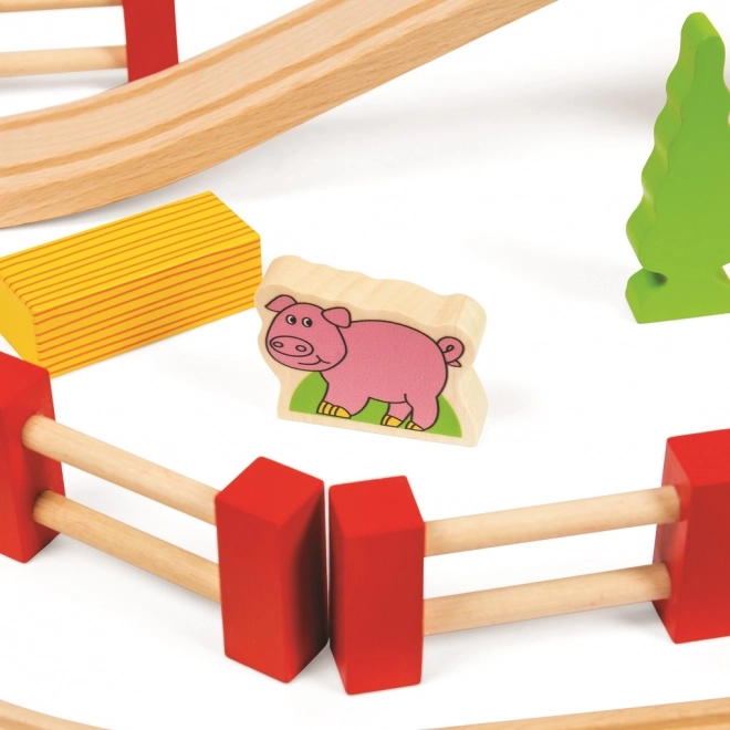 Bigjigs Rail Træjernbanesæt med landevej 80 dele