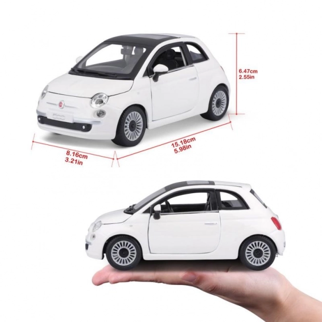 Bburago 1:24 Fiat 500 (2007) Hvid