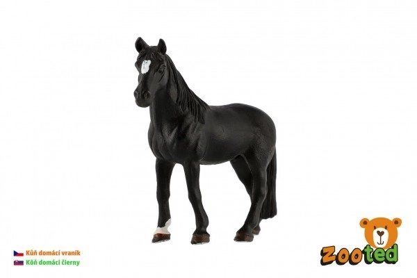 Husdomestreret sort hest zooted plast 13 cm i pose