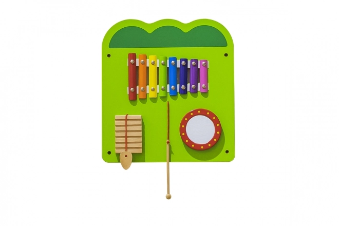 Trævægmonteret montessoripanel - krokodille