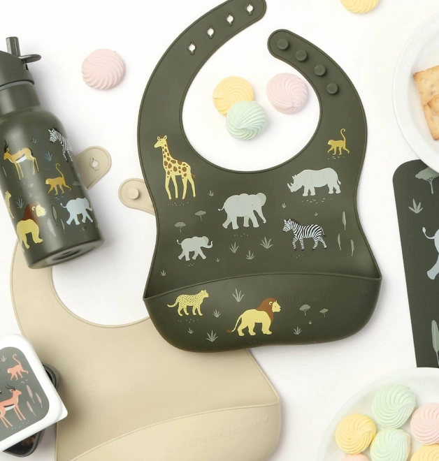 Silikone baby hagesmække med sommerfugletema – Savannedyr