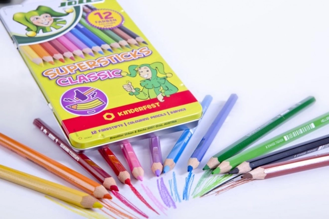 Farveblyanter Supersticks 12 farver i metalæske