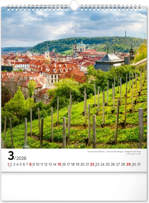 Væghængt kalender Prag 2026