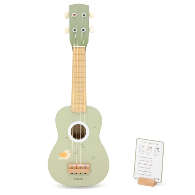 Træ-ukulele til børn grøn med noder