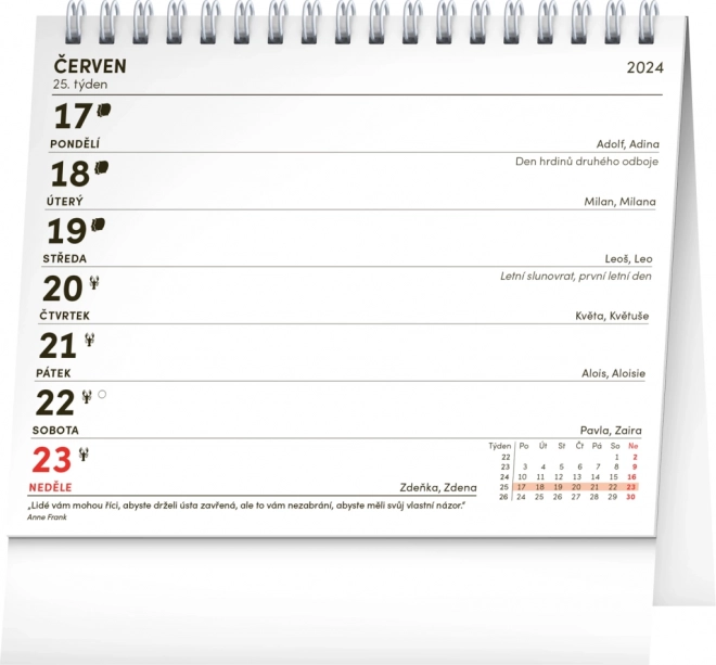 Bordkalender Solsikke, med citater 2024, 16,5 × 13 cm
