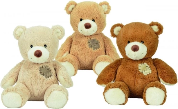 Plysset bamse med lap 25 cm