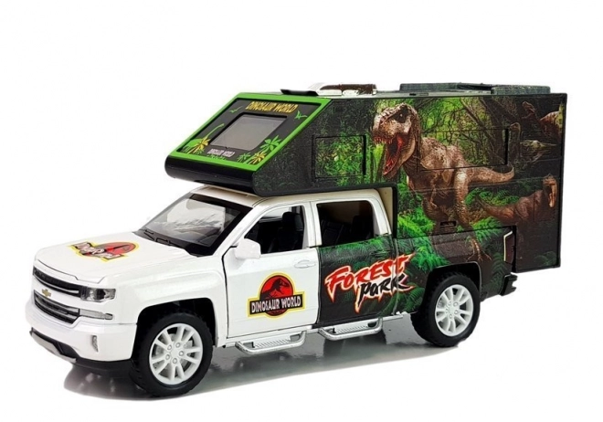 Campingvogn med dinosaurer hvid