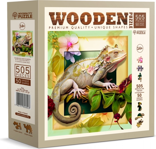 Træpuslespil kamæleon og blomster 505 brikker WOODEN CITY