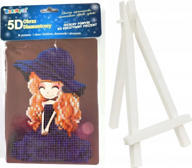Diamantmaleri pige 15 × 20 cm med stander