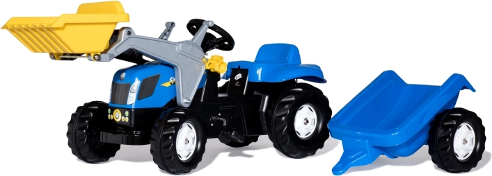 Trædetraktor med frontskovl og anhænger ROLLY TOYS NEW HOLLAND, blå