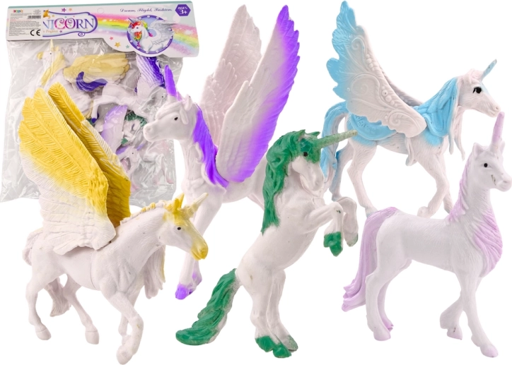 Sæt Figurer Enhjørning Pegasus Hvid Magiske Vinger