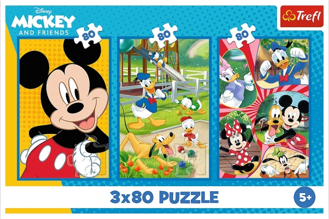 Puslespil Team Mickey Mouse 3x80 brikker