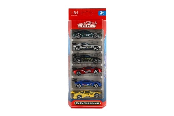 Auto racer 6 stk metal/plast 8cm til fri hånd i æske 10,5x27x4cm