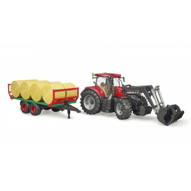 Bruder Traktor Case IH Optum 300 CVX med frontlæsser og balletransportør