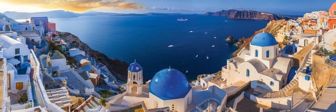 EUROGRAPHICS panoramapuslespil 1000 brikker – Santorini, Grækenland (Air Pano)