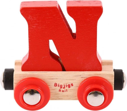 Bigjigs Rail godsvogn med bogstavet N til trætogbane