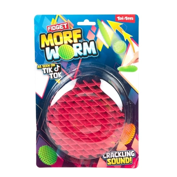 Fidget orm skiftende form antistress plastik 13cm 6 farver på kort