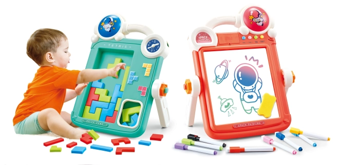 Dobbelt-sidet tegnetavle og Tetris spil 2i1
