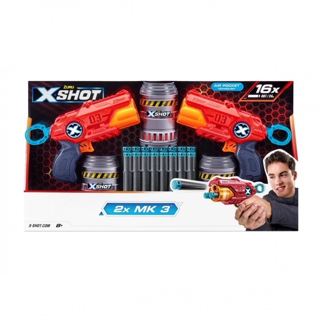 ZURU X-SHOT EXCEL MK 3 dobbelt pakke med roterende trommel og 16 patroner