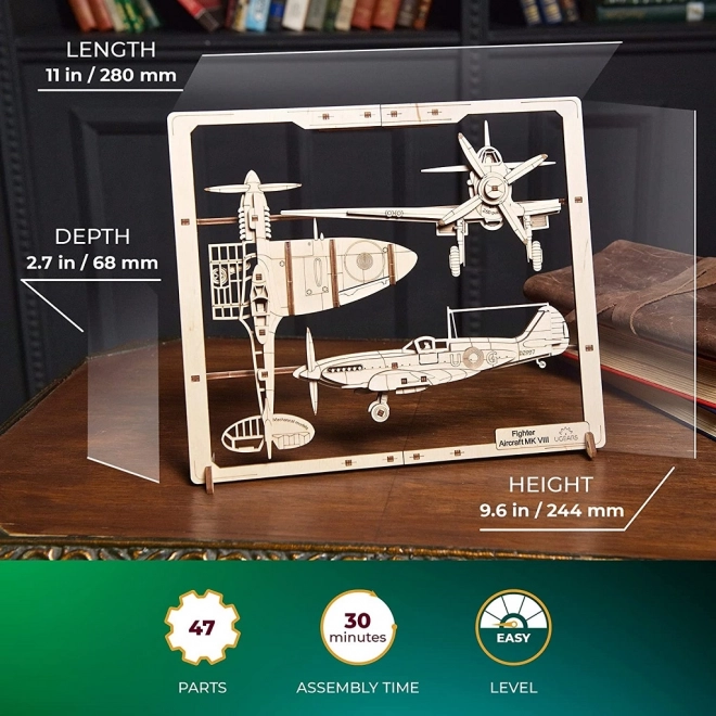 Ugears træ mekanisk puslespil Jagerfly