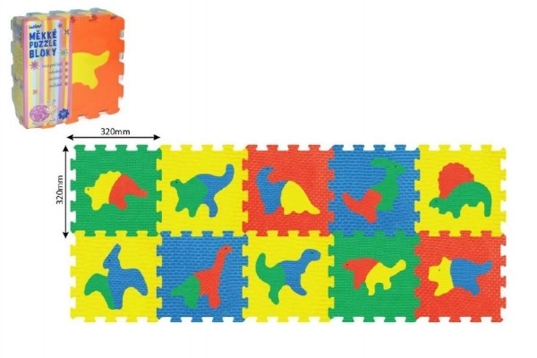 Farverige skumpuslespil med dinosaur - 10 dele