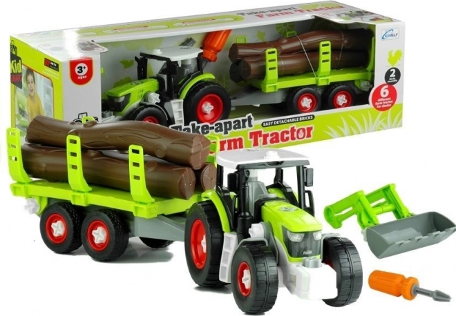 Sammenklappelig traktor med trailer til træ