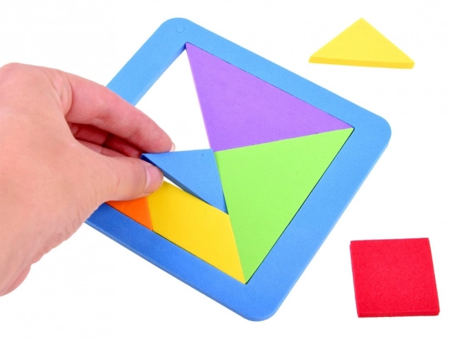 Farverig logisk puslespil Tangram af blødt skum