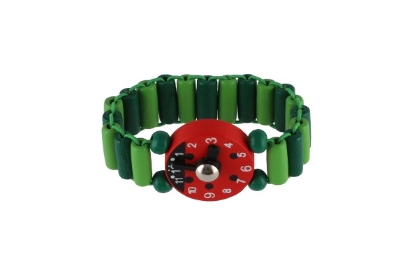Træ armbåndsure 7cm mix af typer/farver med stativ