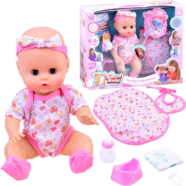 Interaktiv babydukke drikker og tisser med lyde – Rosa
