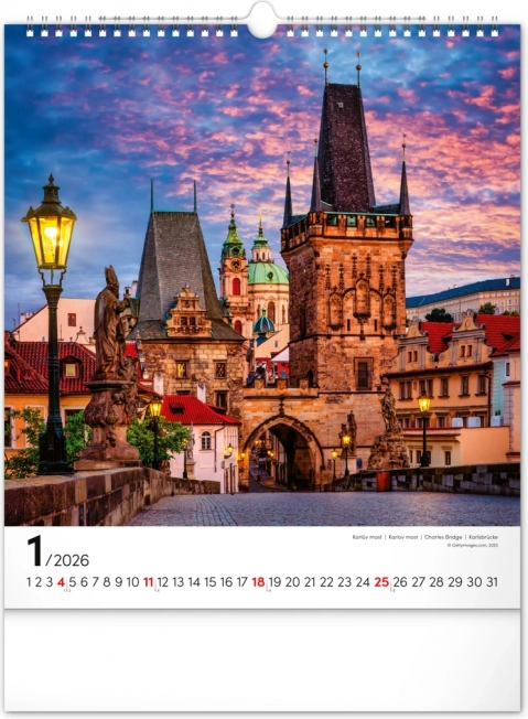 Væghængt kalender Prag 2026