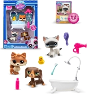 Littlest Pet Shop badeværelsessæt med 3 kæledyr