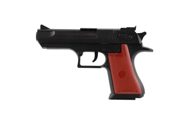 Pistol skumpistol 17cm plast + patroner 12stk + målskive 2stk på kort