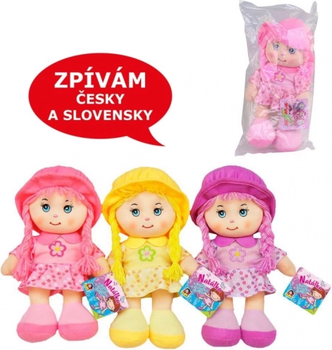 Tekstildukke med lyd 26 cm