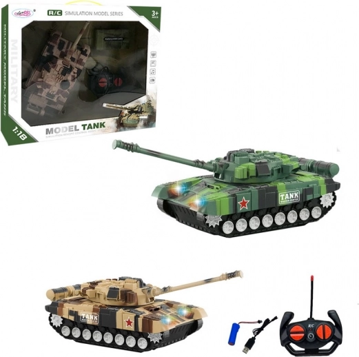 Fjernstyret tank med lys og lyd til børn