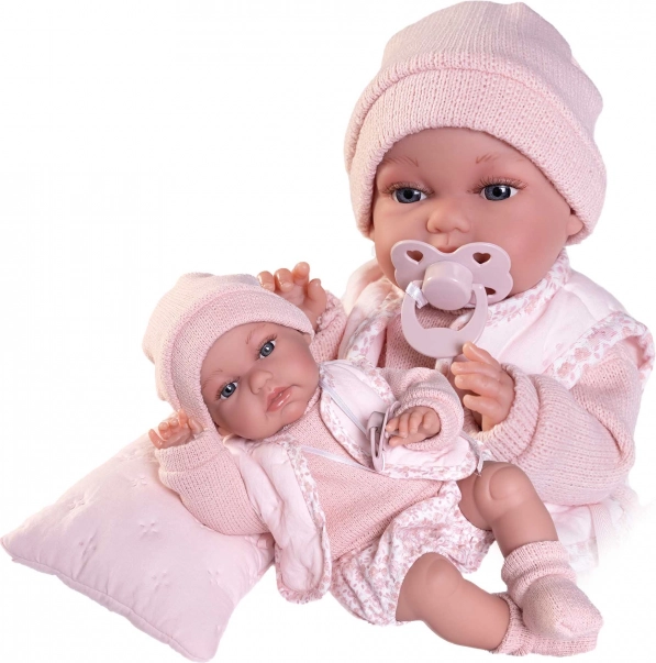 realistisk babydukke med bevægelsesfunktion og blødt stoflegeme 34 cm