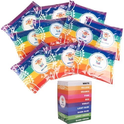 Farvet Holi pulver - 10 x 100 g