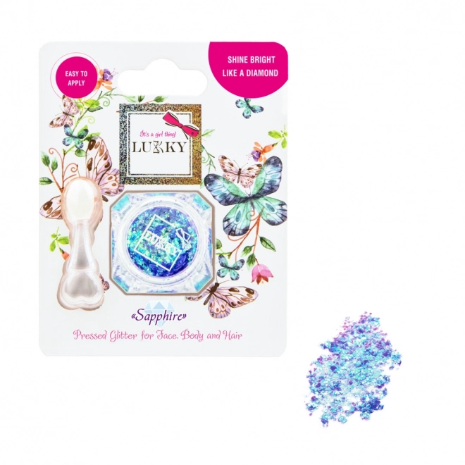 Lukky glitter med applikator til ansigt, krop og hår - safir