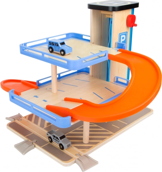 Small foot træ-parkering i flere etager med elevator