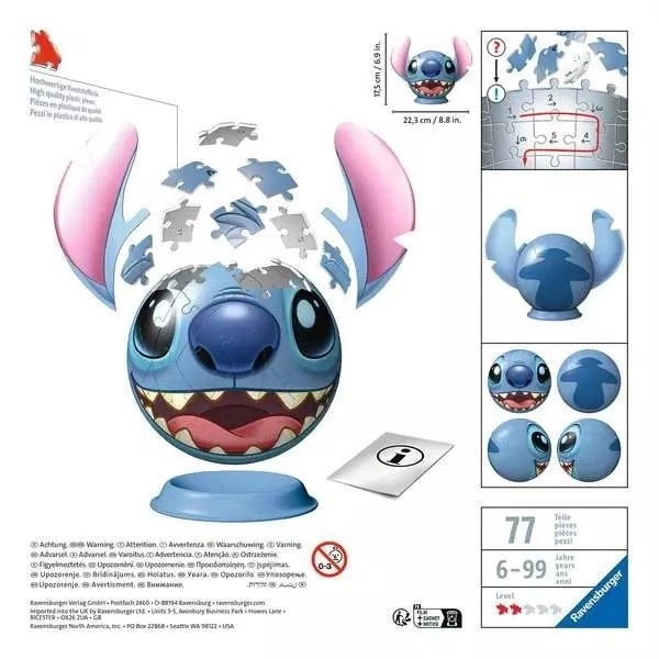 RAVENSBURGER Puzzleball Stitch med ører 77 brikker